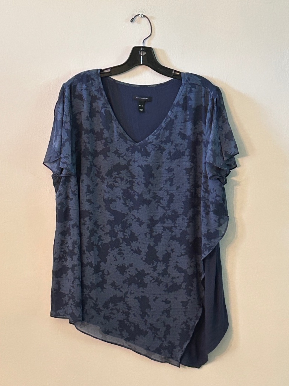 H by Halston Blue Abstract Asymmetric Top XL Whimsigoth Office Siren Momcore